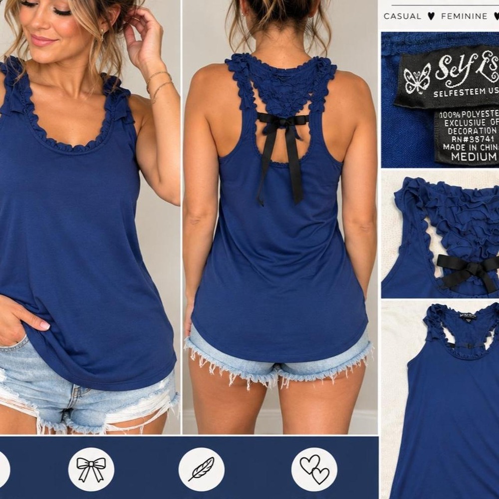 Self Esteem Ruffle Back Tank Top – Size Medium